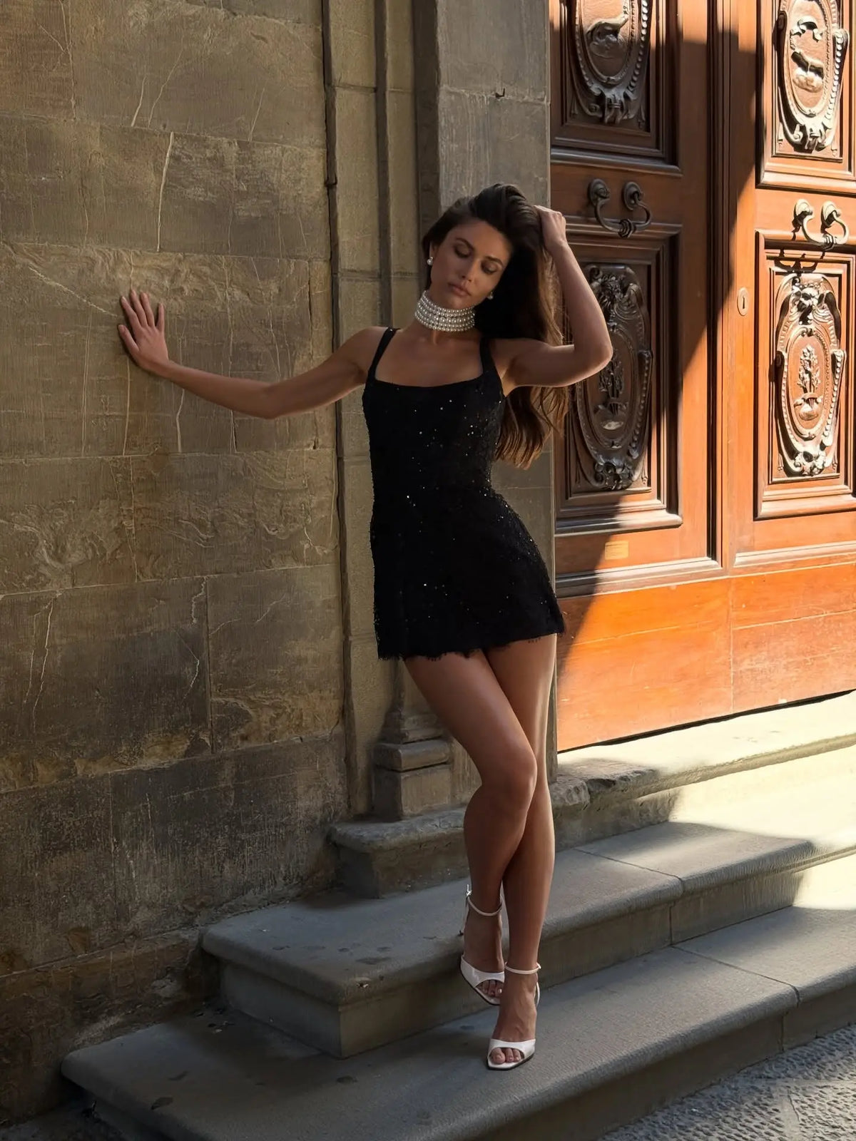 black slim fit prom dress Chic Black Thigh-high Slit Sexy Sleeveless Prom Dress
