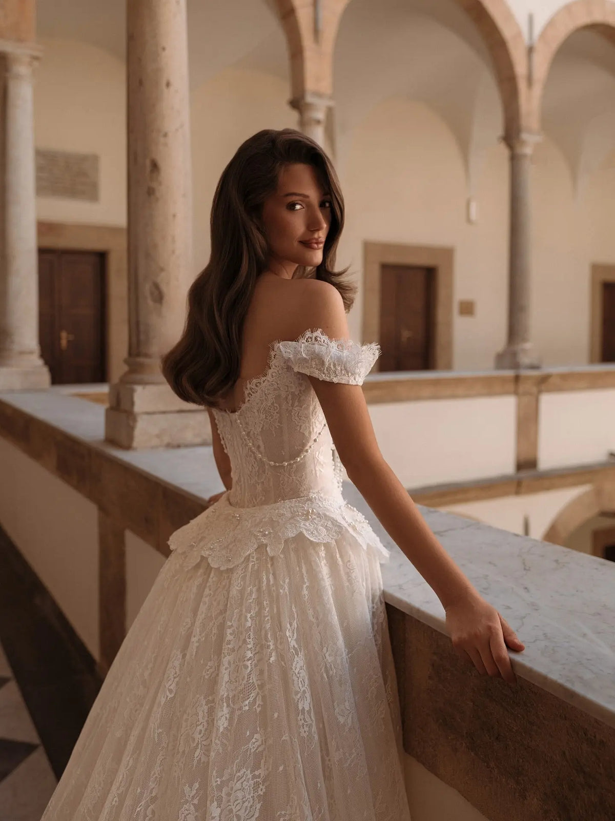 Opulent Ivory Off-the-Shoulder Beaded Lace Tulle Ball Gown Wedding Dre – SHARONSAID