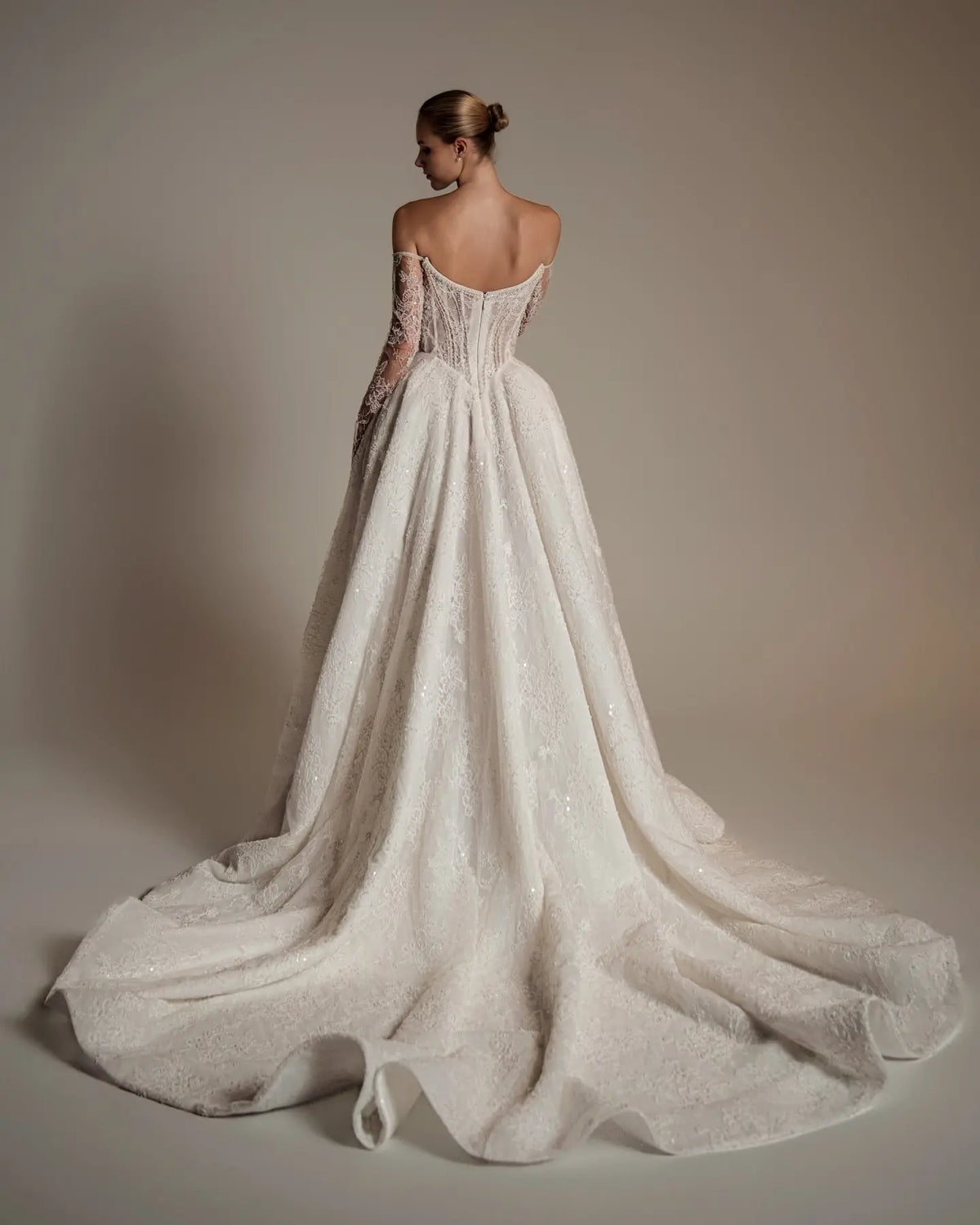 Luxury Strapless Lace High-Slit A-Line Wedding Dress SW165 