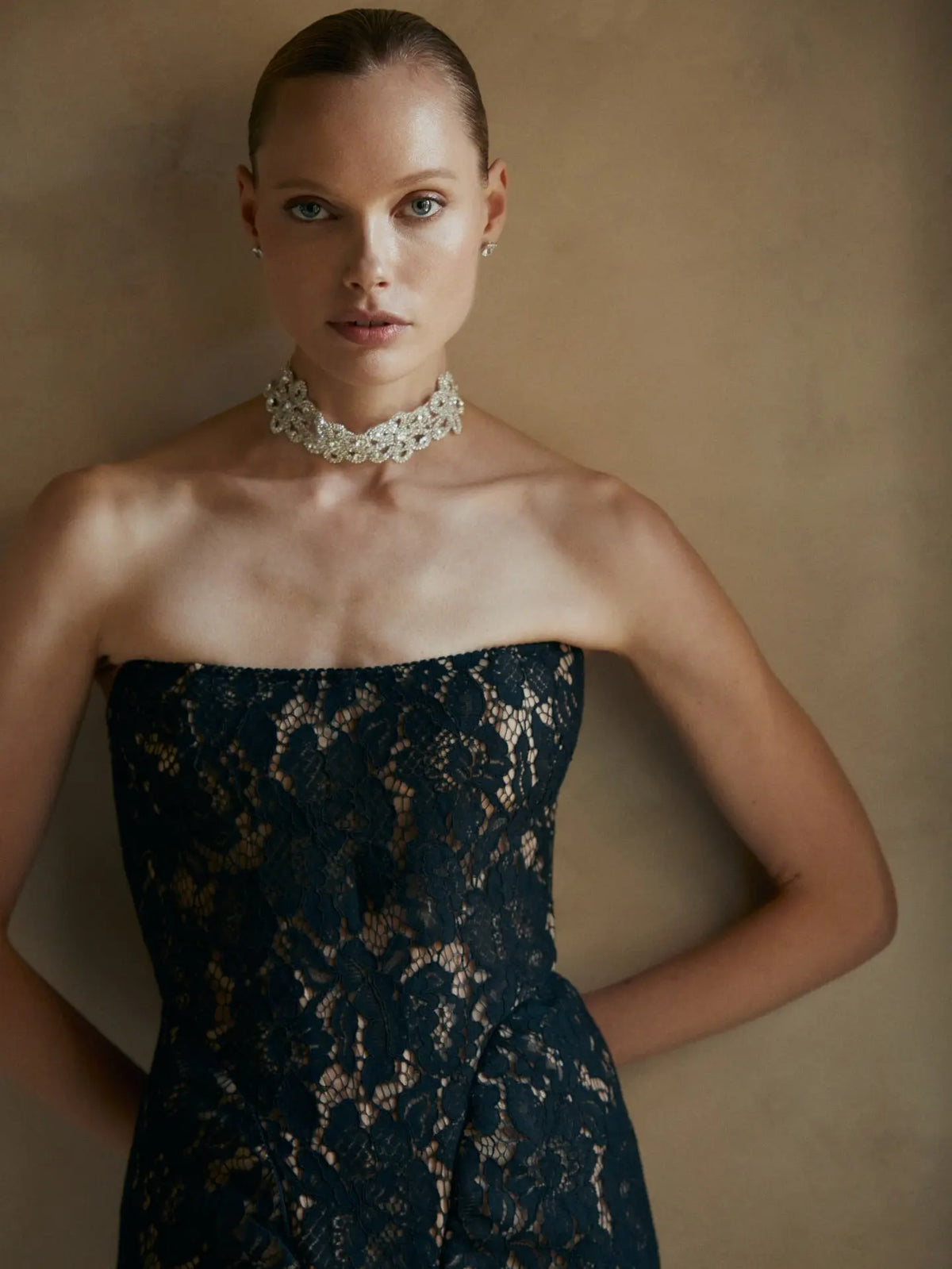 Black Floral Lace Slim Fit Prom Dress RM223