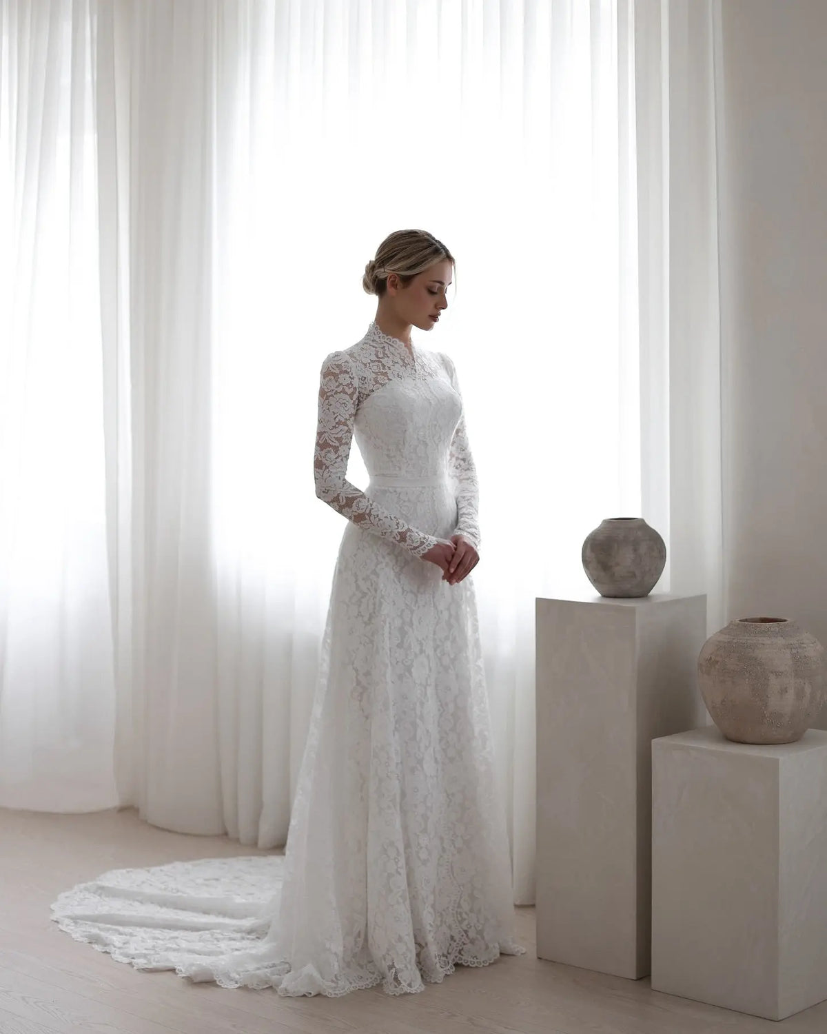 wedding dresses mermaid lace long sleeve Modern Sleeves Dress Modern Flowers See Through Tulle Bride Dress Wedding Dresses Designer Lace Rustic Wedding Dresses Long