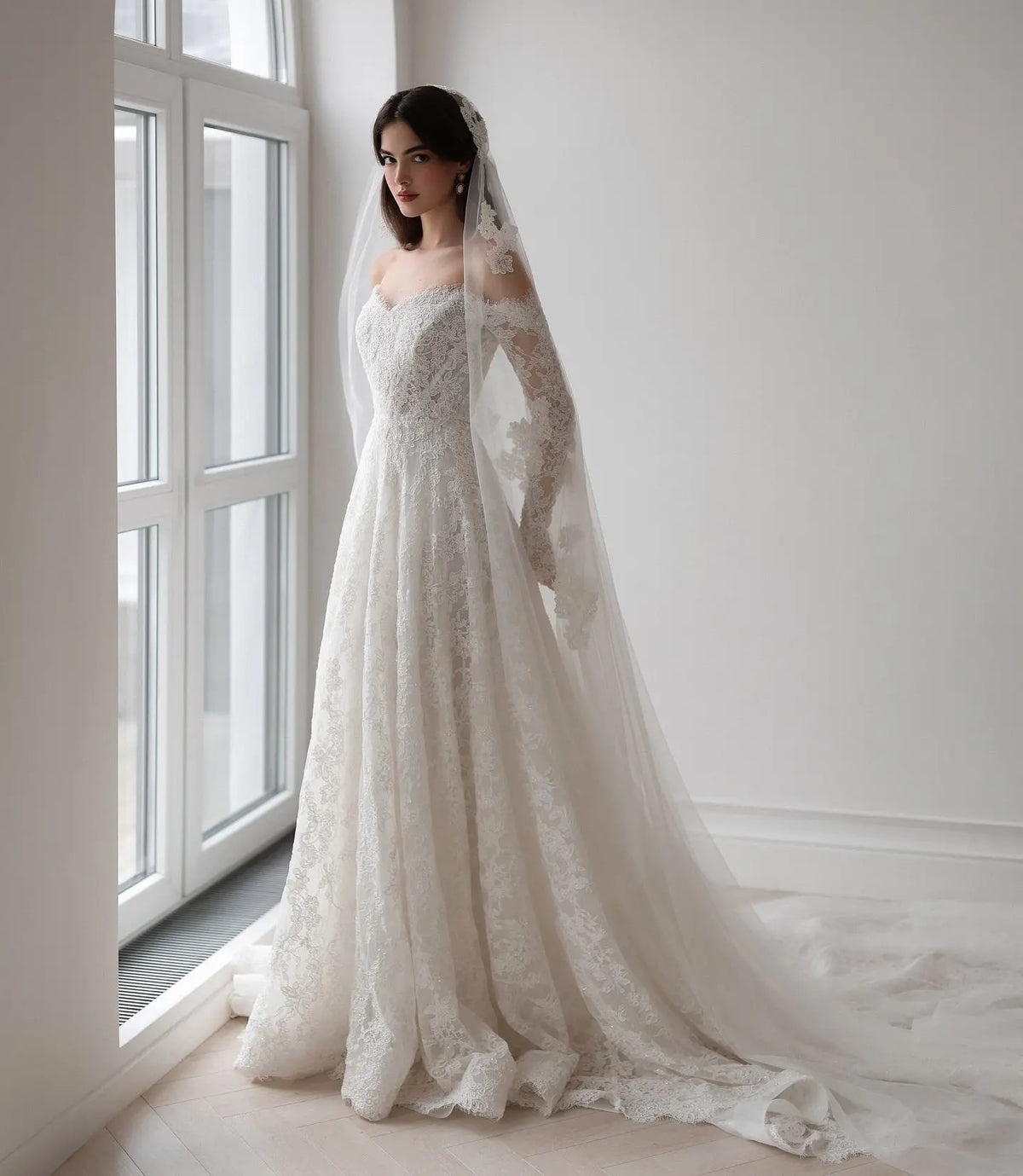 Elegant Printed Off Shoulder Wedding Dress SW538 - SHARONSAID Elegant Printed Off Shoulder Wedding Dress SW538 - SHARONSAID