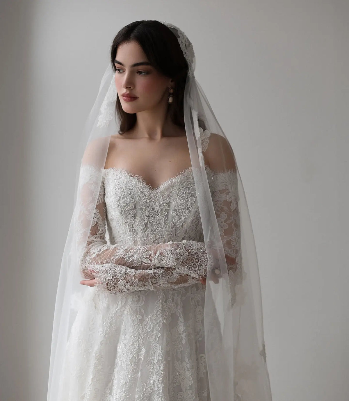 Elegant Printed Off Shoulder Wedding Dress SW538 - SHARONSAID Elegant Printed Off Shoulder Wedding Dress SW538 - SHARONSAID