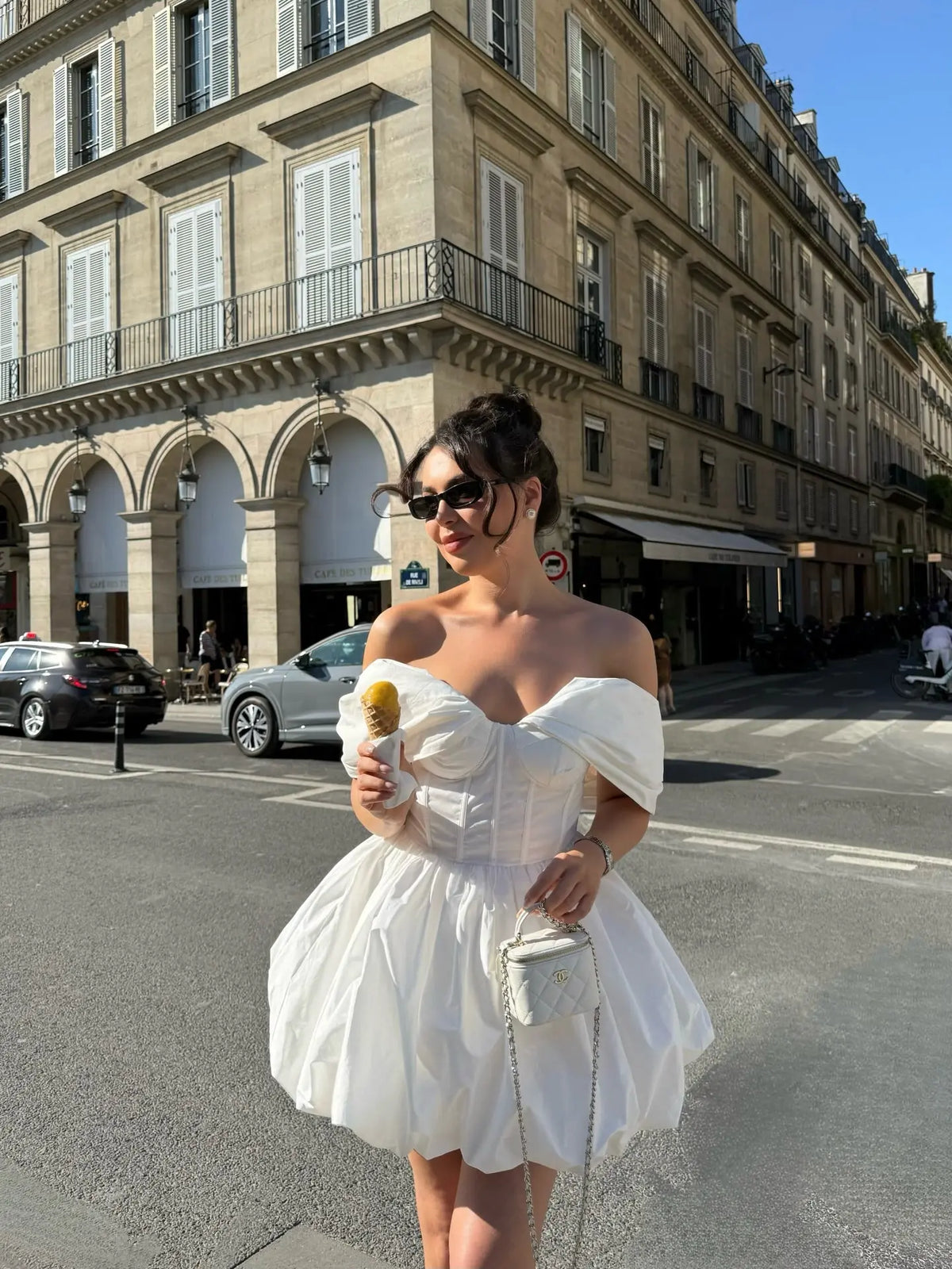 White Off Shoulder Boned Corset Bubble Skirt Homecoming Dress RM254