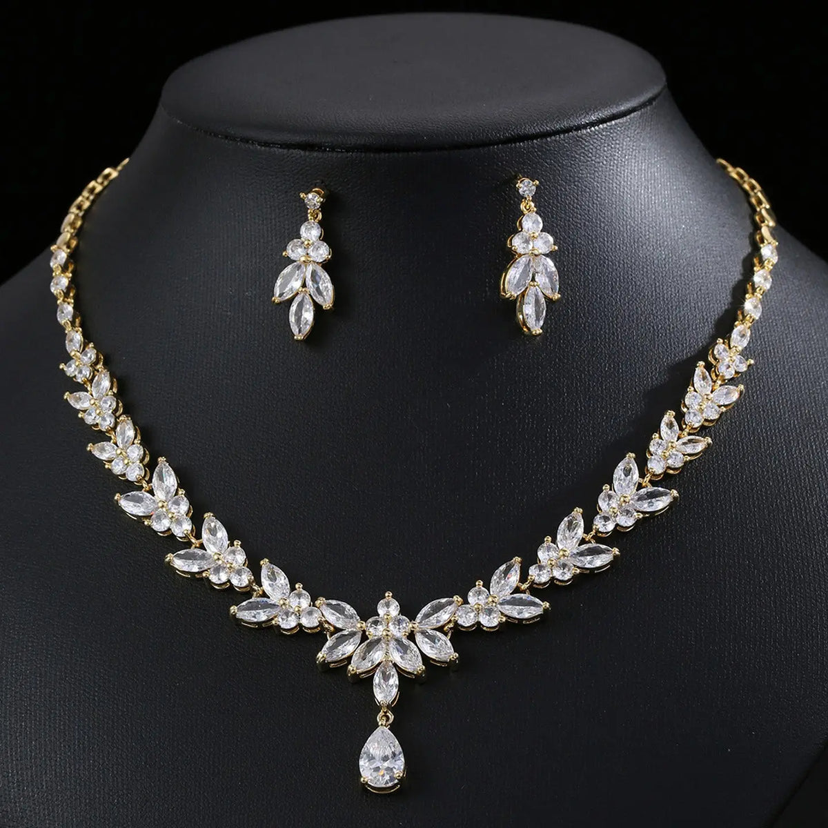 Fashionable Zircon Necklace and Earrings Set JW002 