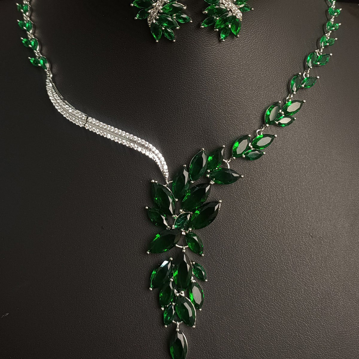 Luxury Crystal Leaf Bridal Jewelry Set 