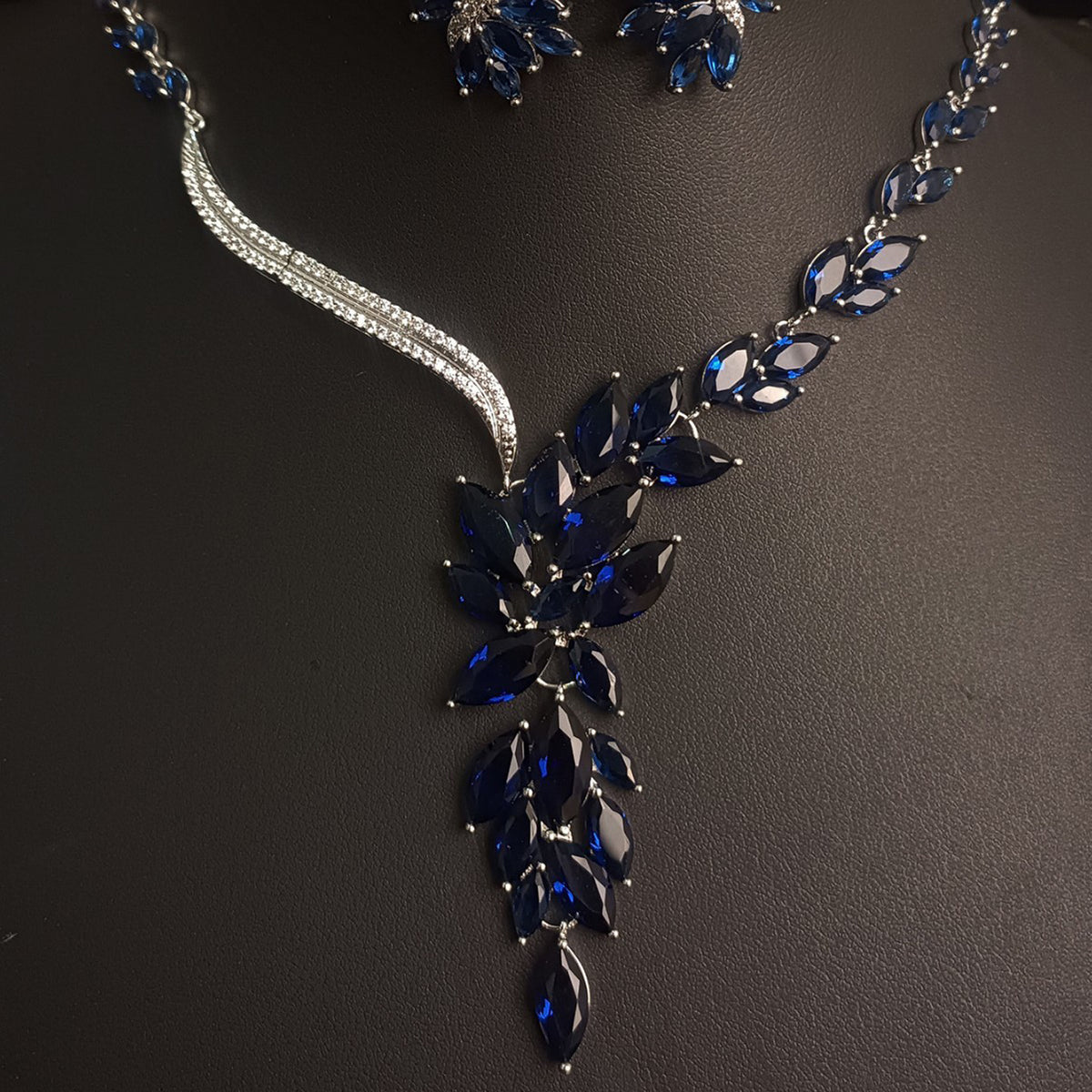 Luxury Crystal Leaf Bridal Jewelry Set 