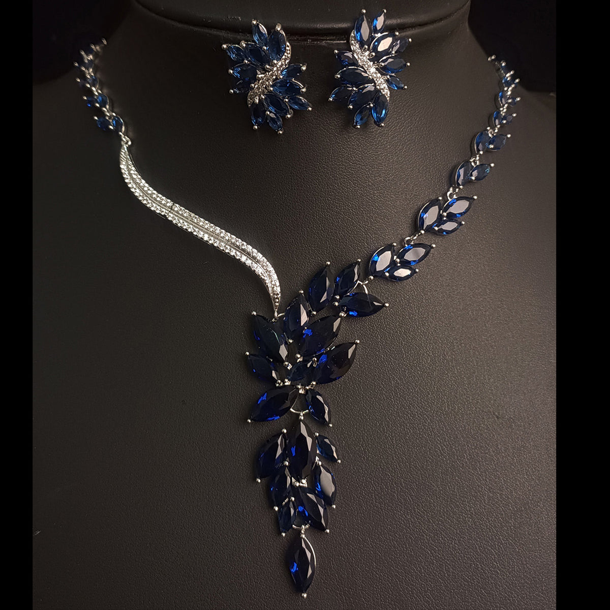 Luxury Crystal Leaf Bridal Jewelry Set 