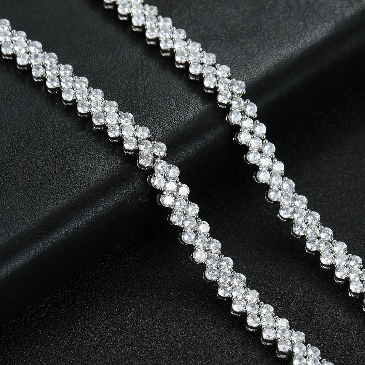 Roman Zircon Necklace Earrings Bracelet Set 