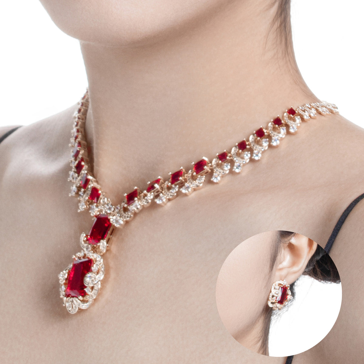 Gorgeous Vintage Zircon Necklace Set 