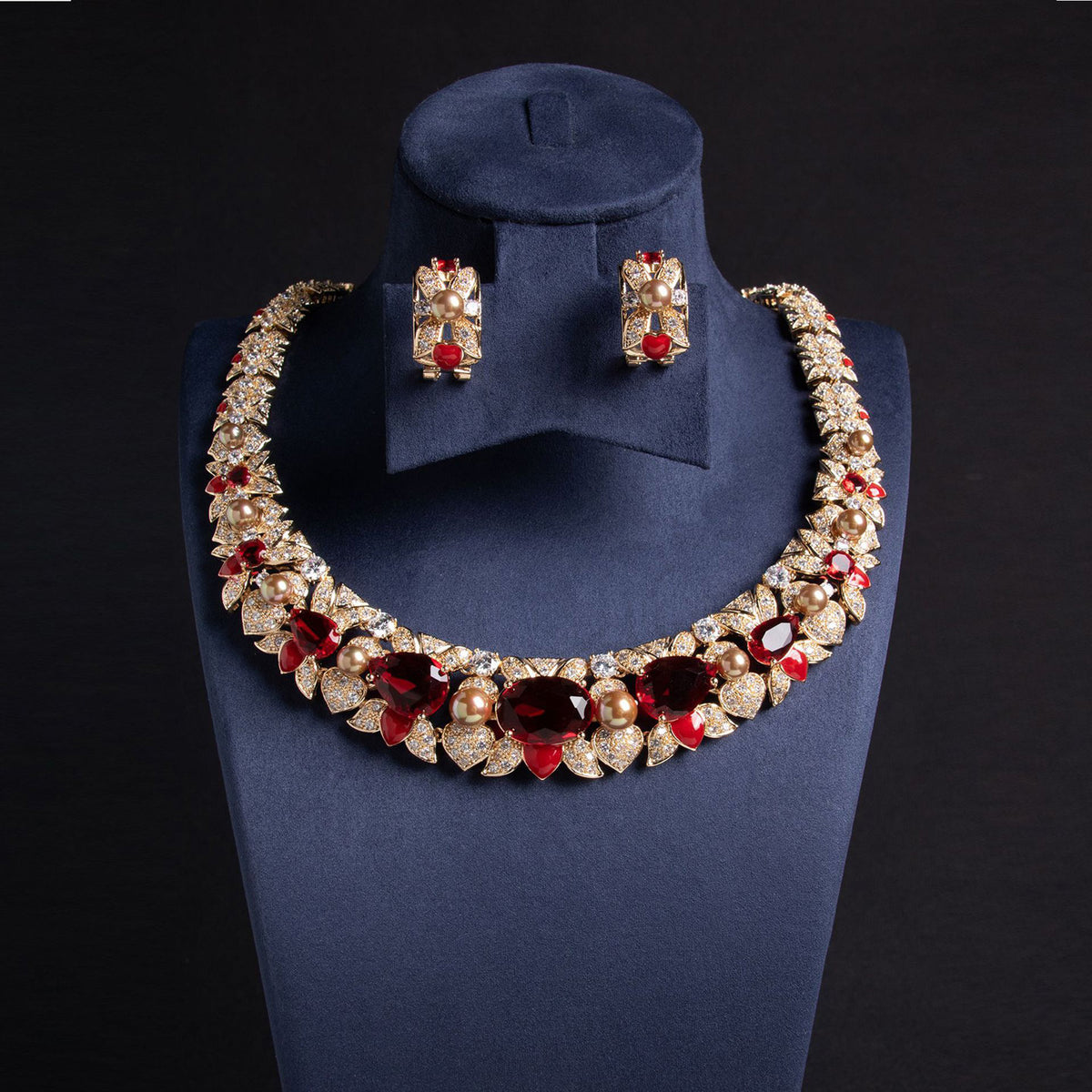 Heavy-duty Irregular Geometric Cube Full Zircon Necklace Set 