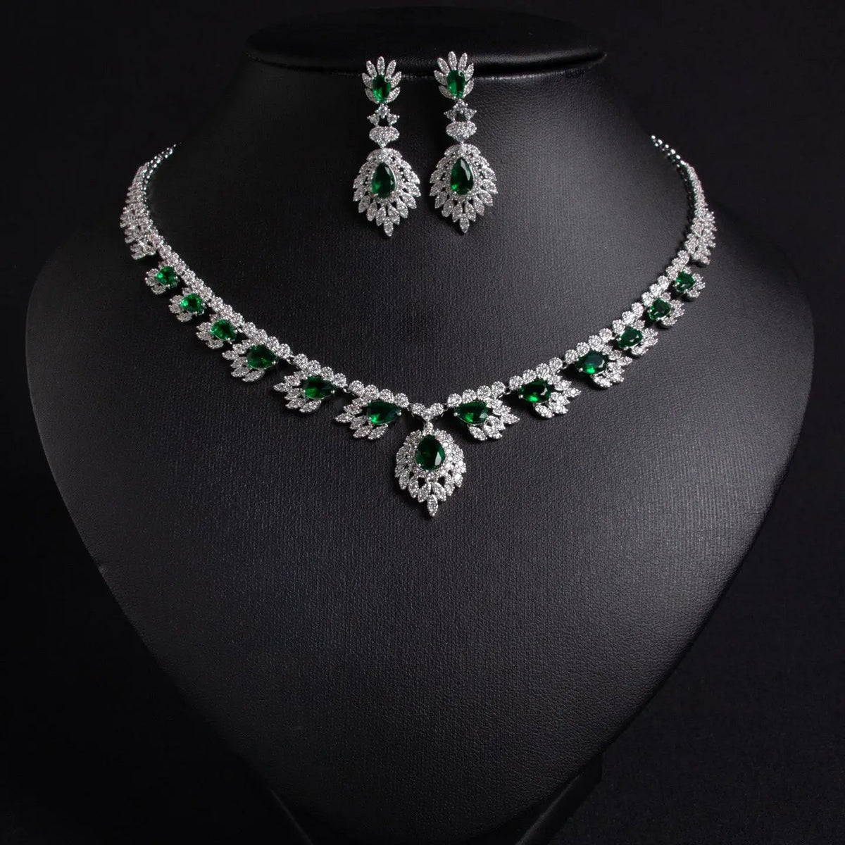 Luxury Floral Simple Zircon Jewelry Earring Set JW018 