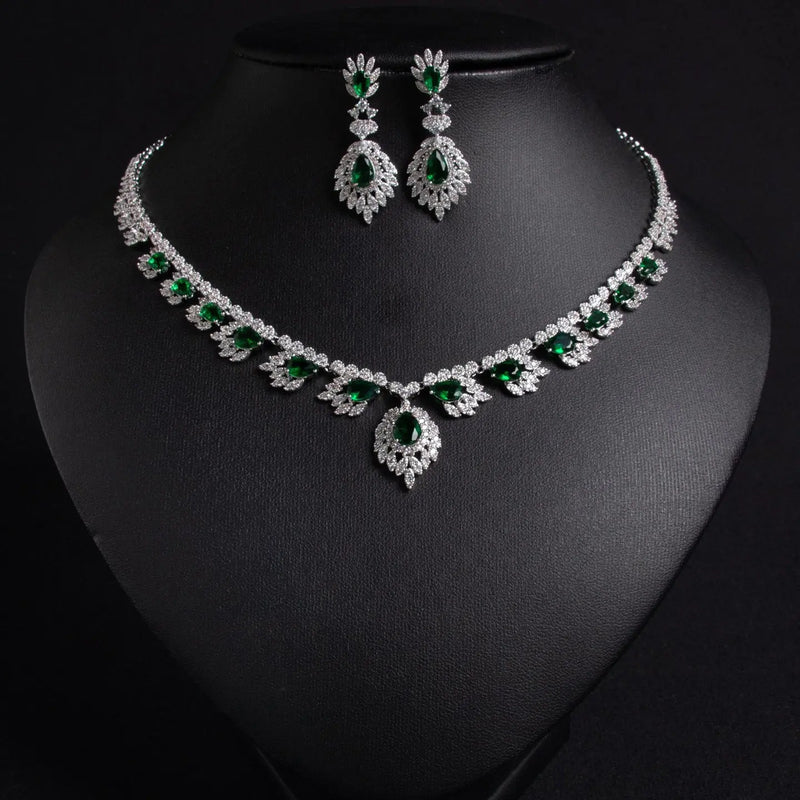 Luxury Floral Simple Zircon Jewelry Earring Set JW018 