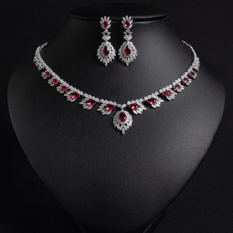 Luxury Floral Simple Zircon Jewelry Earring Set JW018 