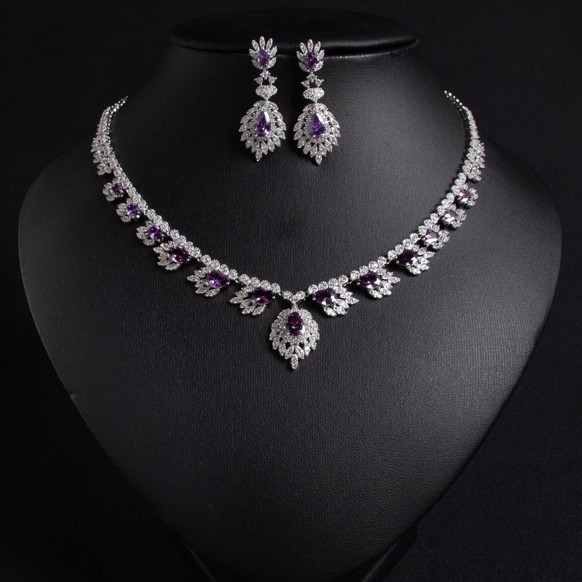 Flower Simple Luxury Zircon Jewelry Earring Set 
