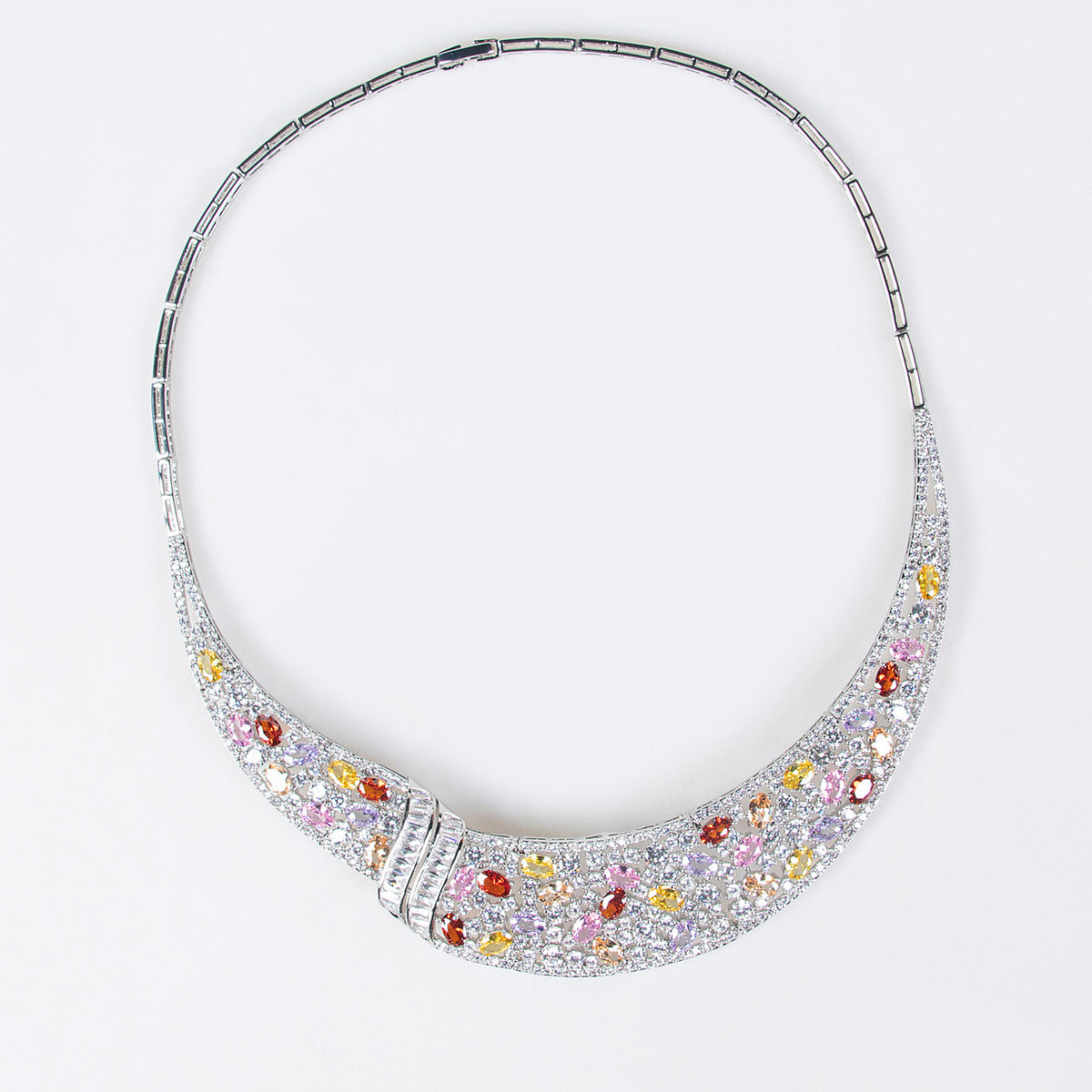 Printed Snake Bone Chain Zircon Necklace Set JW021 