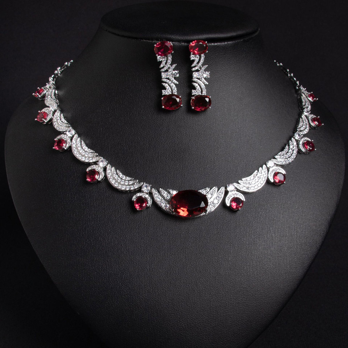 Versatile Simple Zircon Necklace Earring Set 