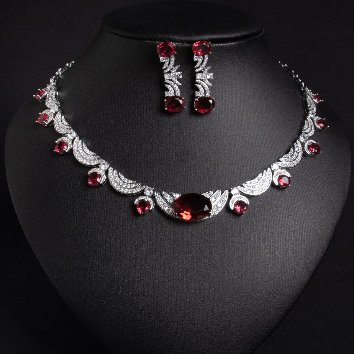 Versatile Simple Zircon Necklace Earring Set JW023 