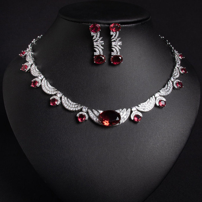 Versatile Simple Zircon Necklace Earring Set 