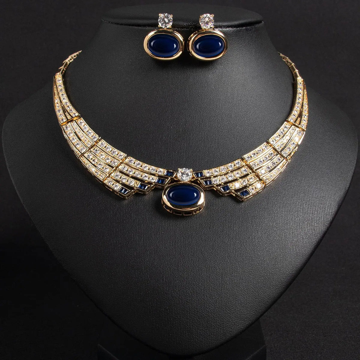Emerald Cabochon Necklace and Earring Set JW024 