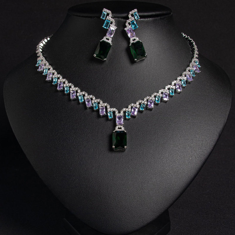 Versatile Square Pendant Earring Jewelry Set 