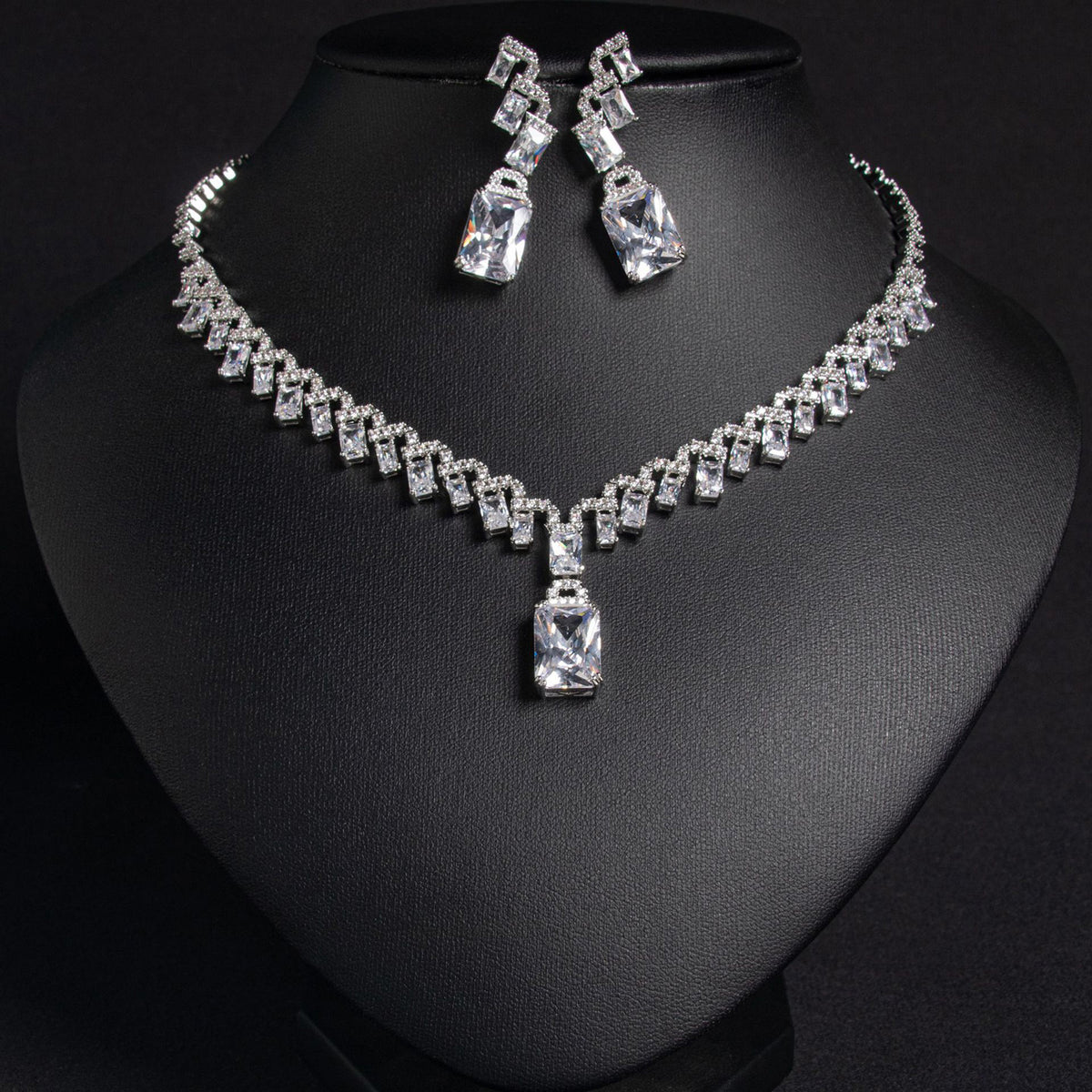 Versatile Square Pendant Earring Jewelry Set 