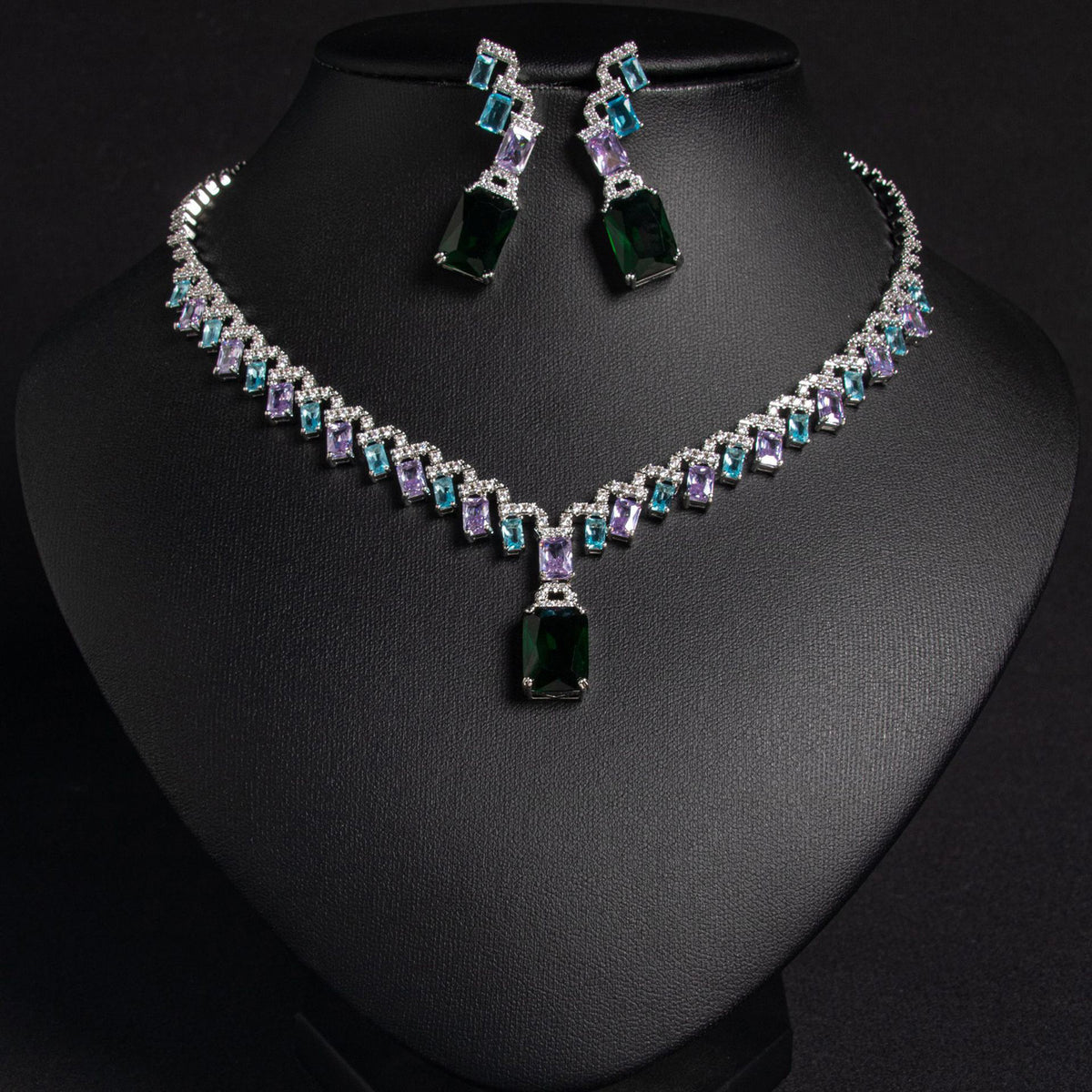 Versatile Square Pendant Earring Jewelry Set 