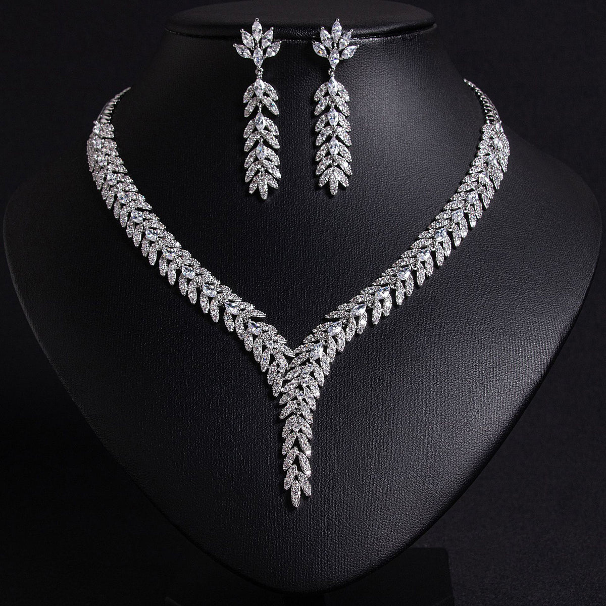 Twisted Chain Plant Flower Zircon Jewelry Set 