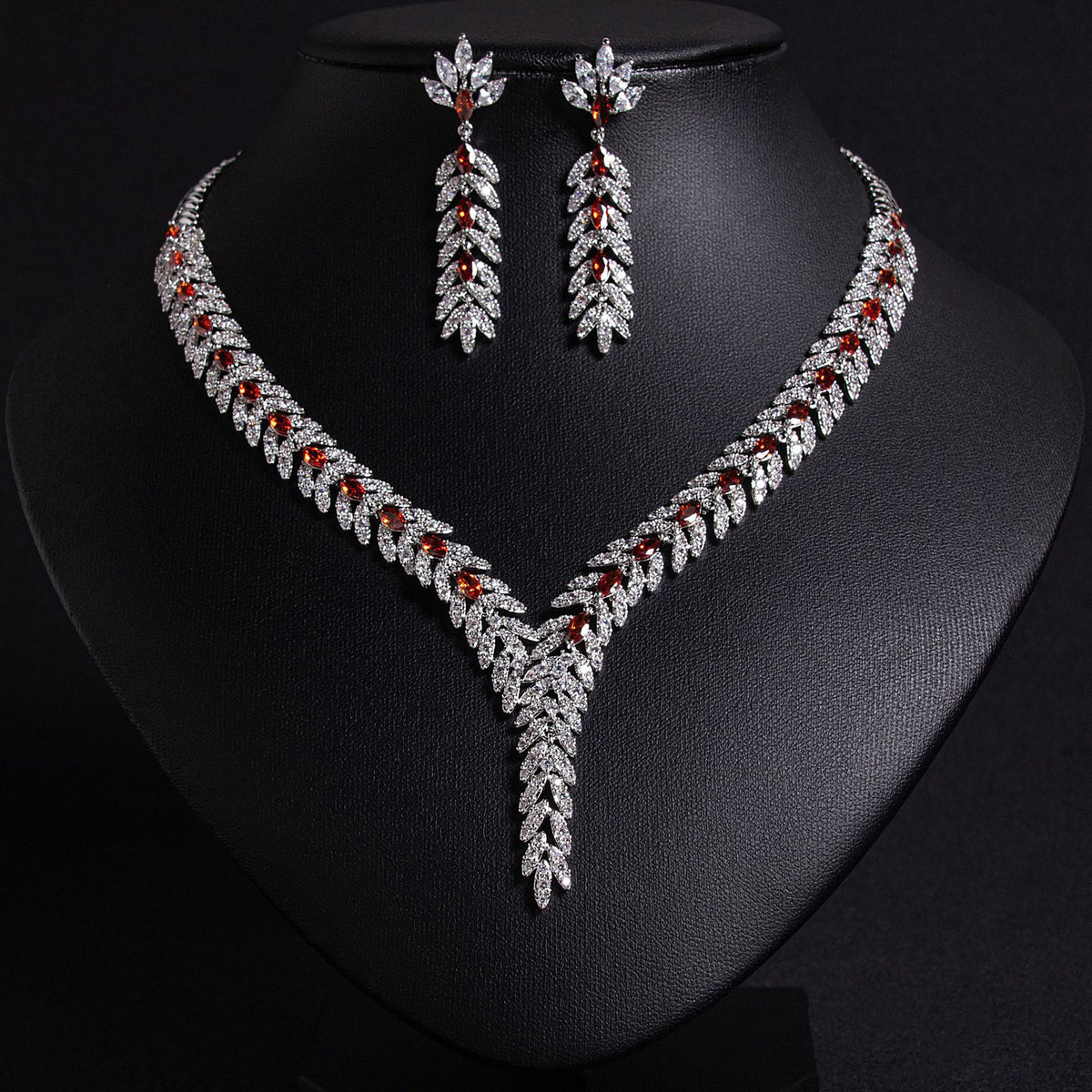 Twisted Chain Plant Flower Zircon Jewelry Set 