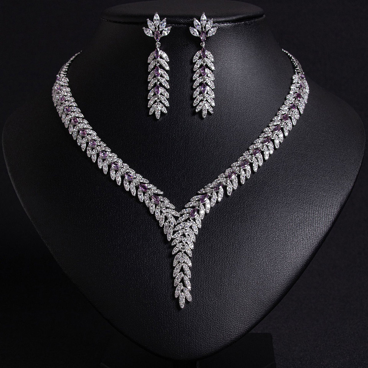 Twisted Chain Plant Flower Zircon Jewelry Set 