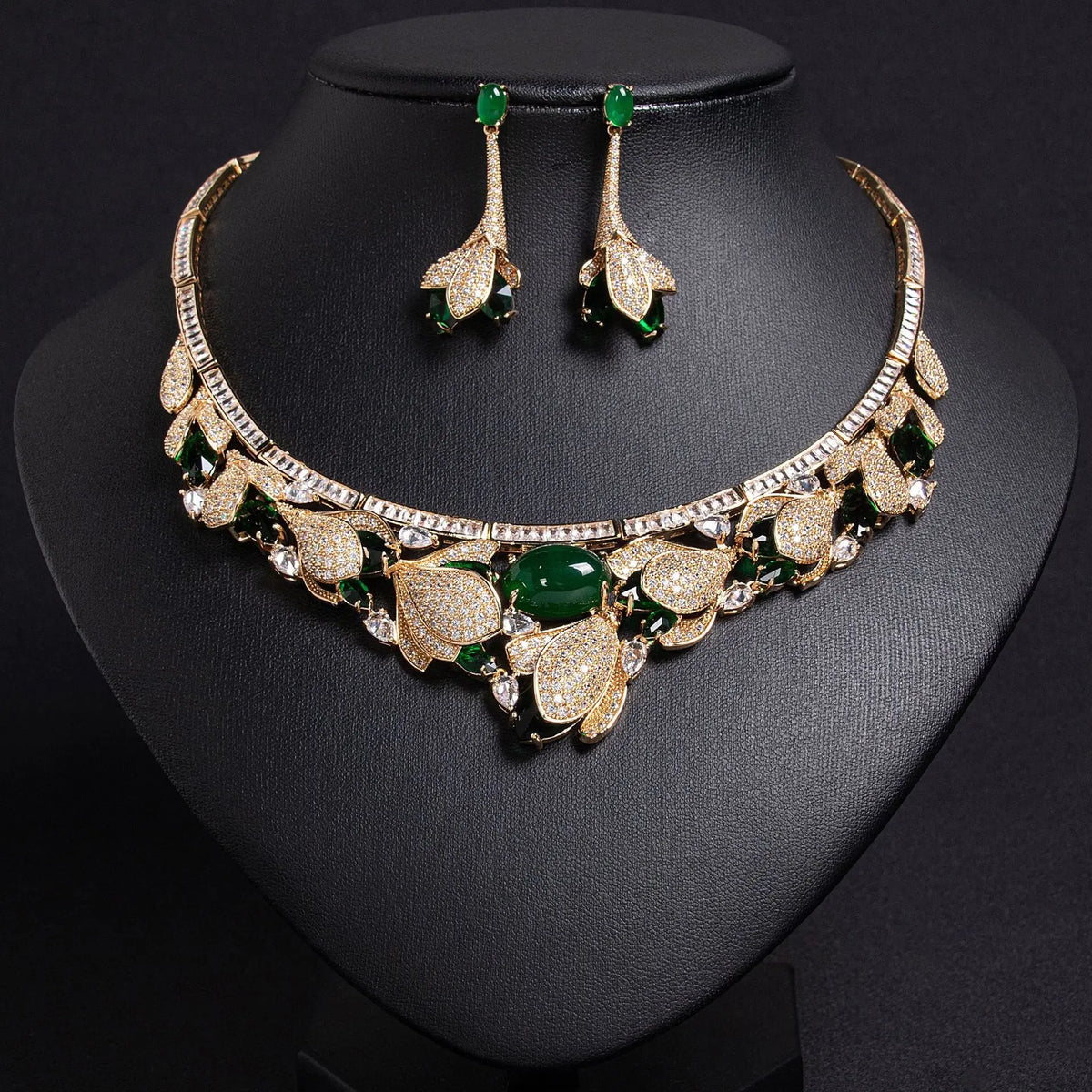 Stylish Teardrop-shaped 3D Floral Jewelry Set JW029 