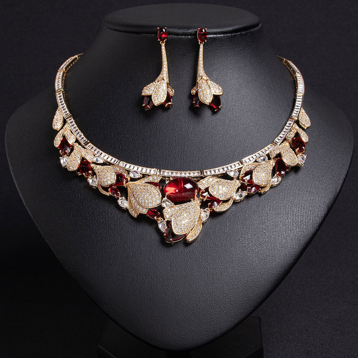 Stylish Teardrop-shaped 3D Floral Jewelry Set JW029