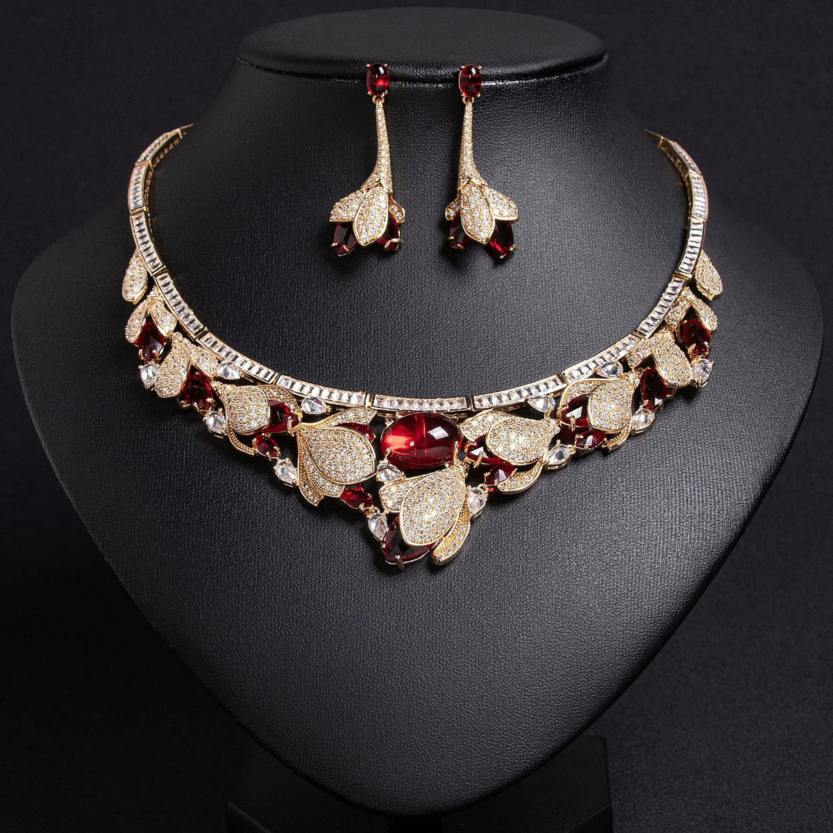 Stylish Teardrop-shaped 3D Floral Jewelry Set JW029 