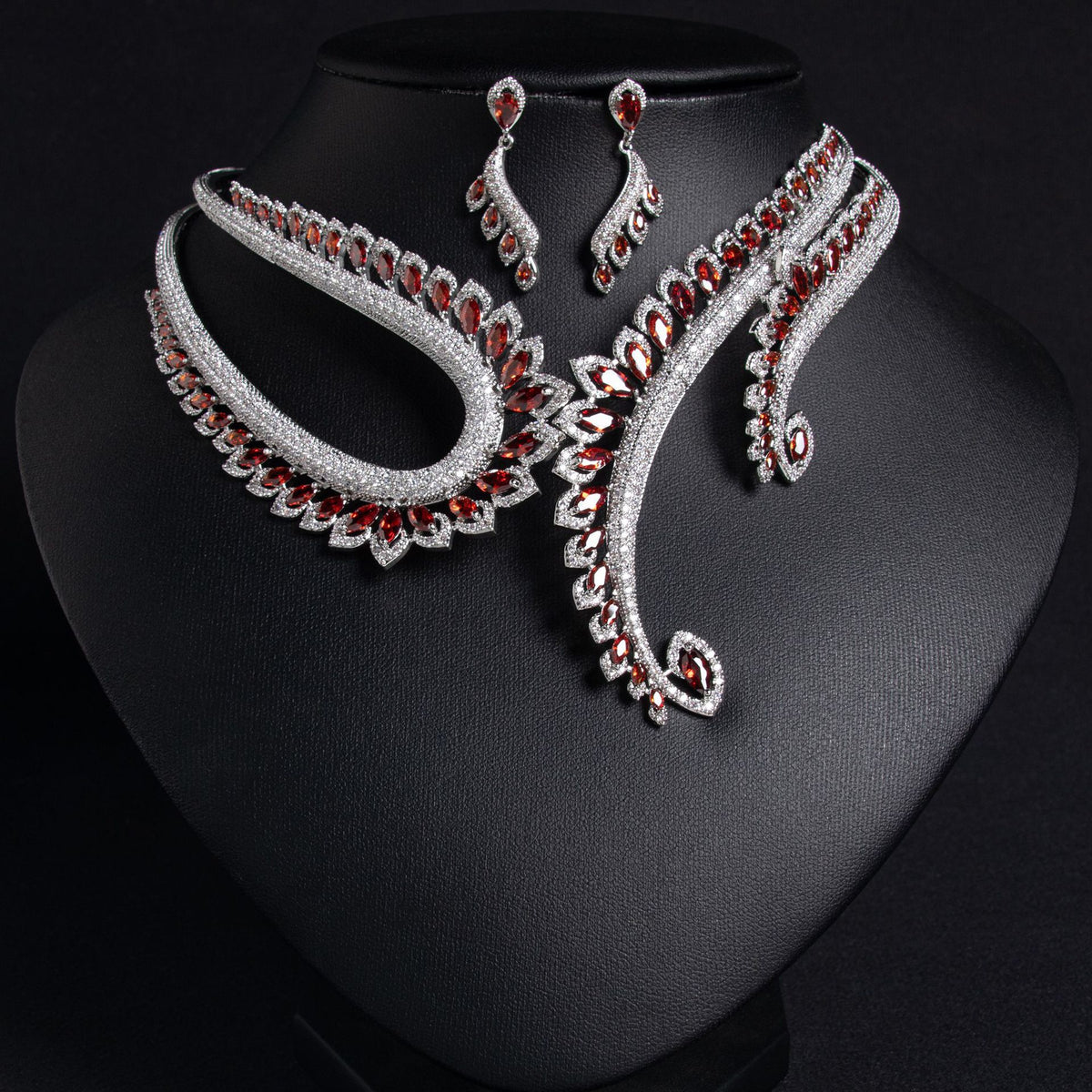Versatile Droplets Zirconia Earrings Jewelry Set JW033
