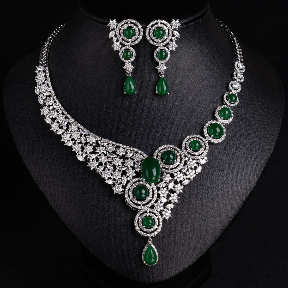 Fashionable Round Teardrop Star Zircon Jewelry Set JW034