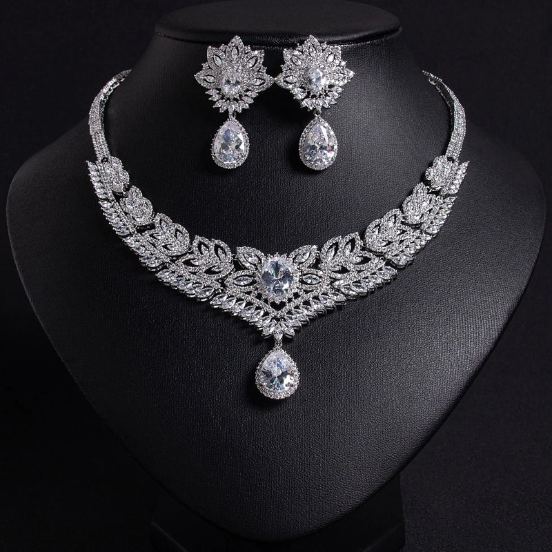 Stylish Teardrop-shaped Flower Petal Jewelry Set JW042 