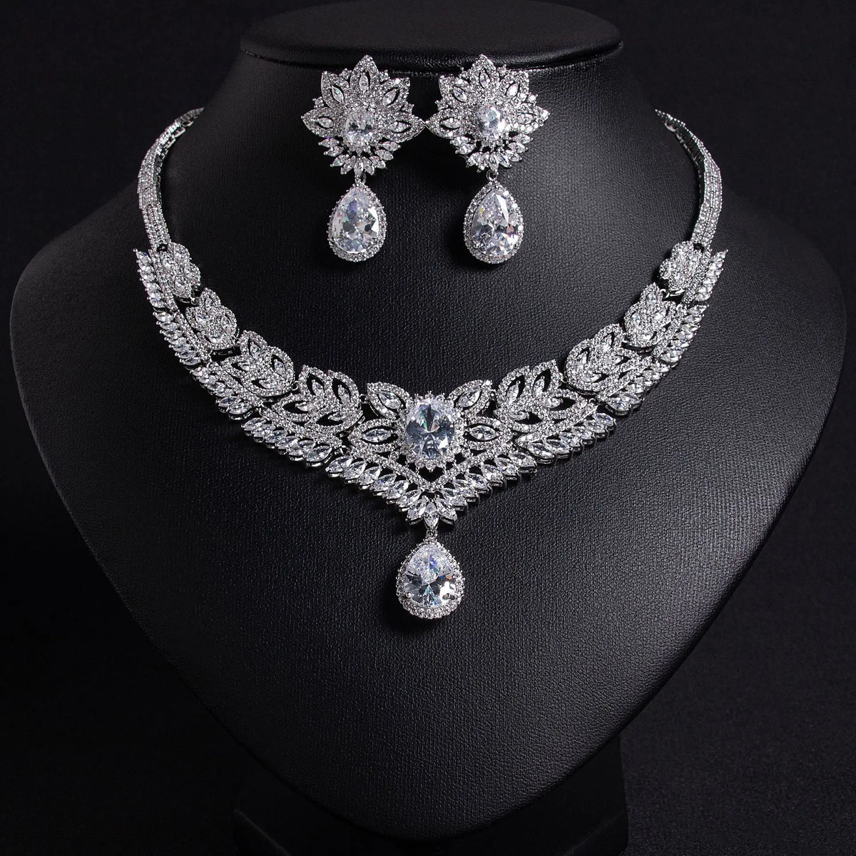 Stylish Teardrop-shaped Flower Petal Jewelry Set JW042 