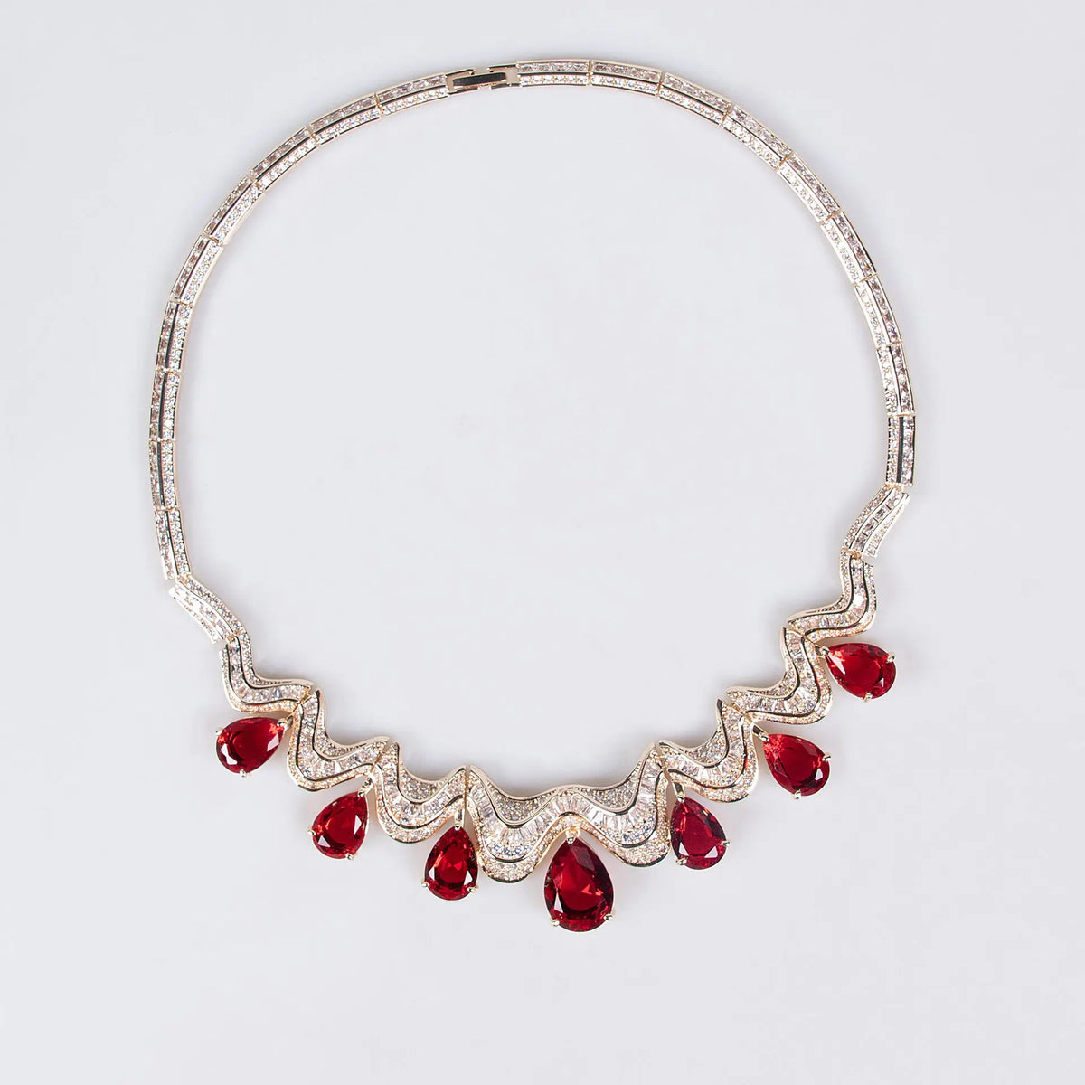 Luxury Teardrop Zircon Necklace and Earring Set JW046 