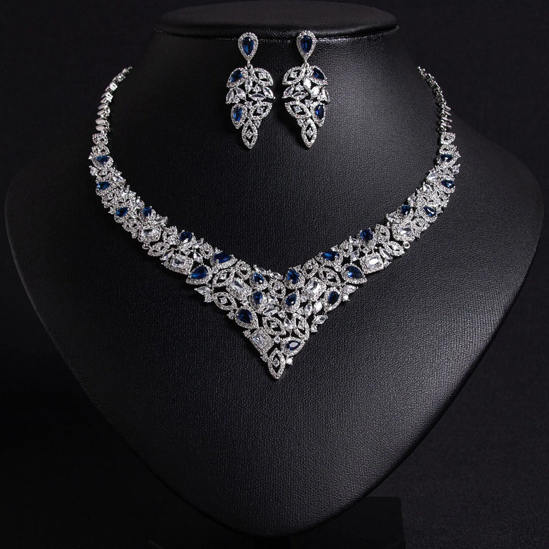 Sparkling Leaf Necklace and Earrings Set JW047 