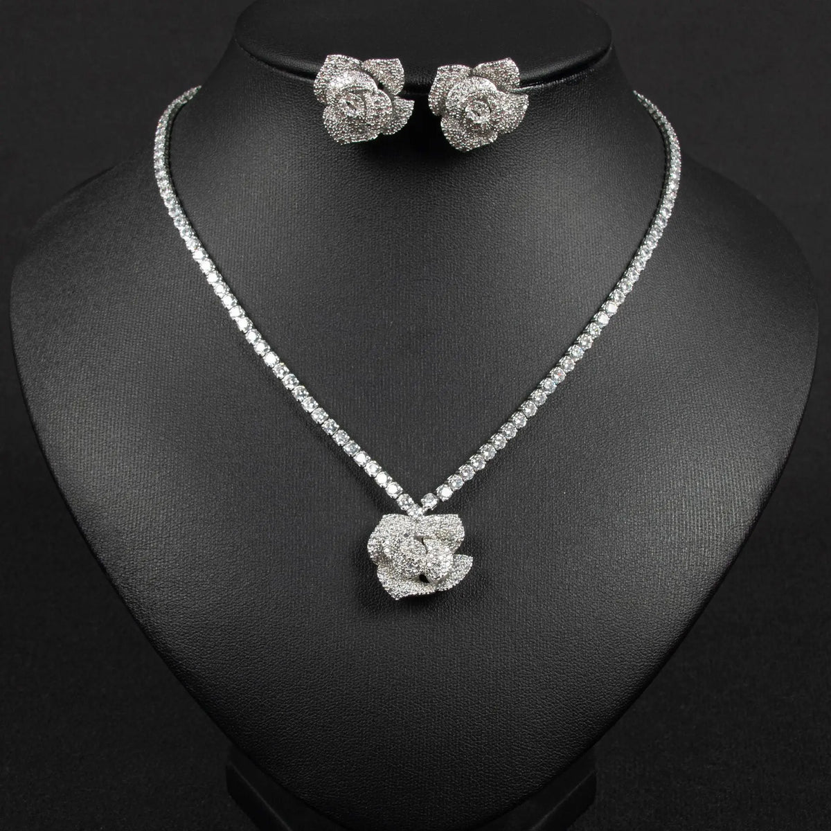 High-end Rose-shaped Zircon Jewelry Set JW051 