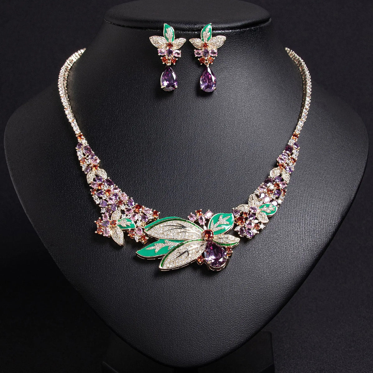 Stylish 3D Floral Earrings and Necklace Set JW052 