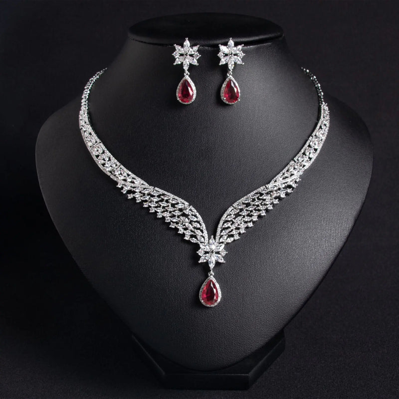 Luxurious Teardrop-shaped Floral Jewelry Set JW057 