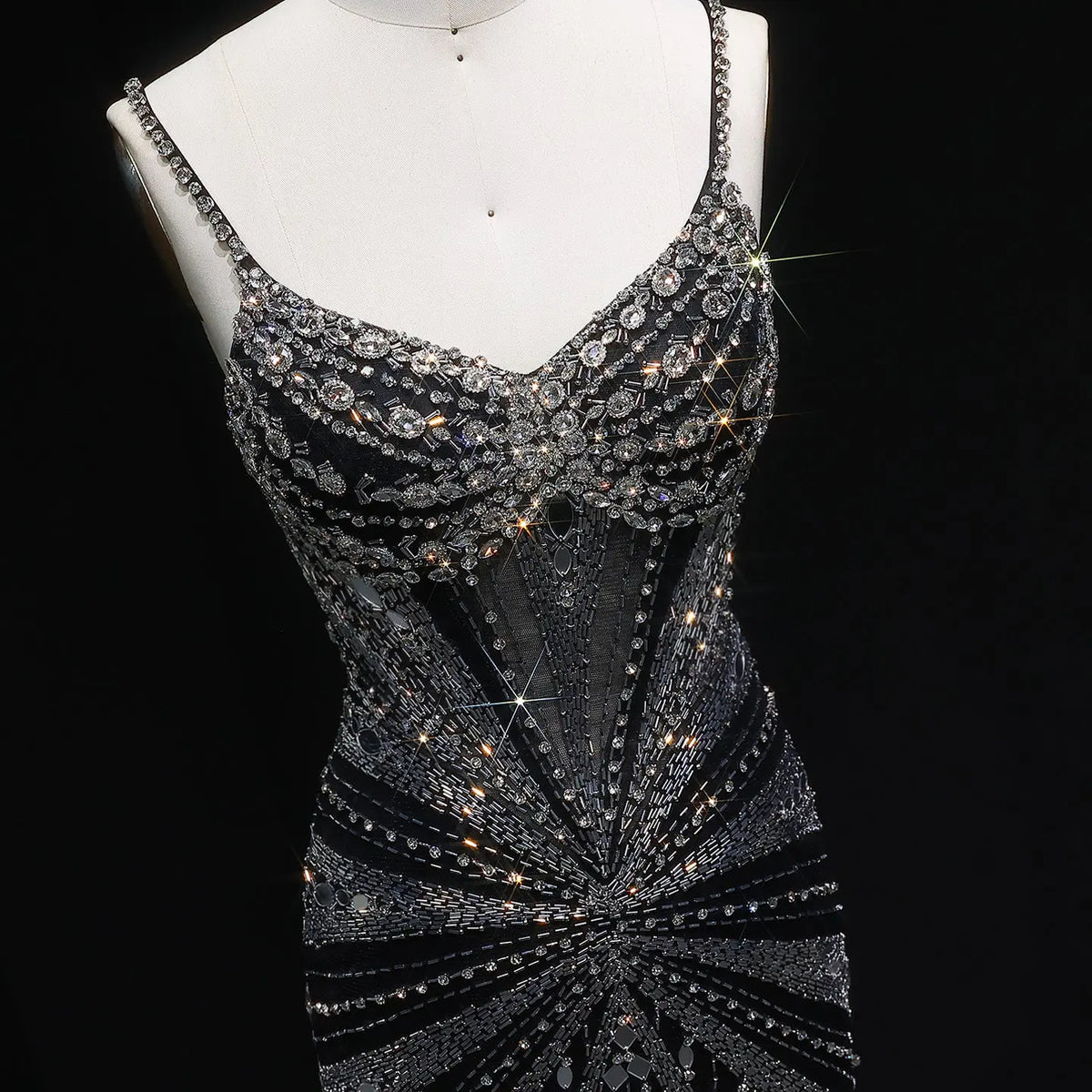 Luxury Beaded Mermaid with Spaghetti Strap Evening Dress SS020 - SHARONSAID Luxury Beaded Mermaid with Spaghetti Strap Evening Dress SS020 - SHARONSAID