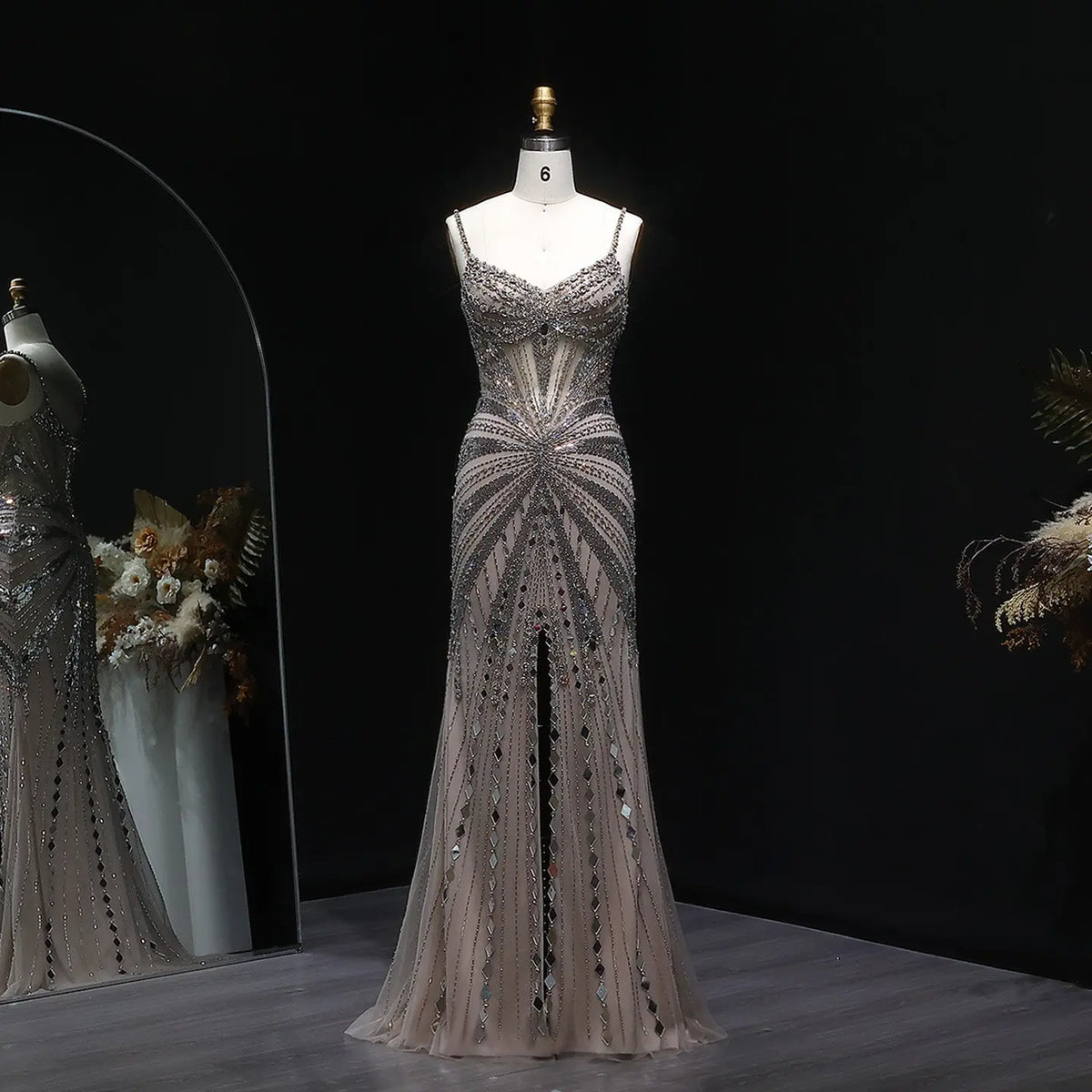Luxury Beaded Mermaid with Spaghetti Strap Evening Dress SS020 