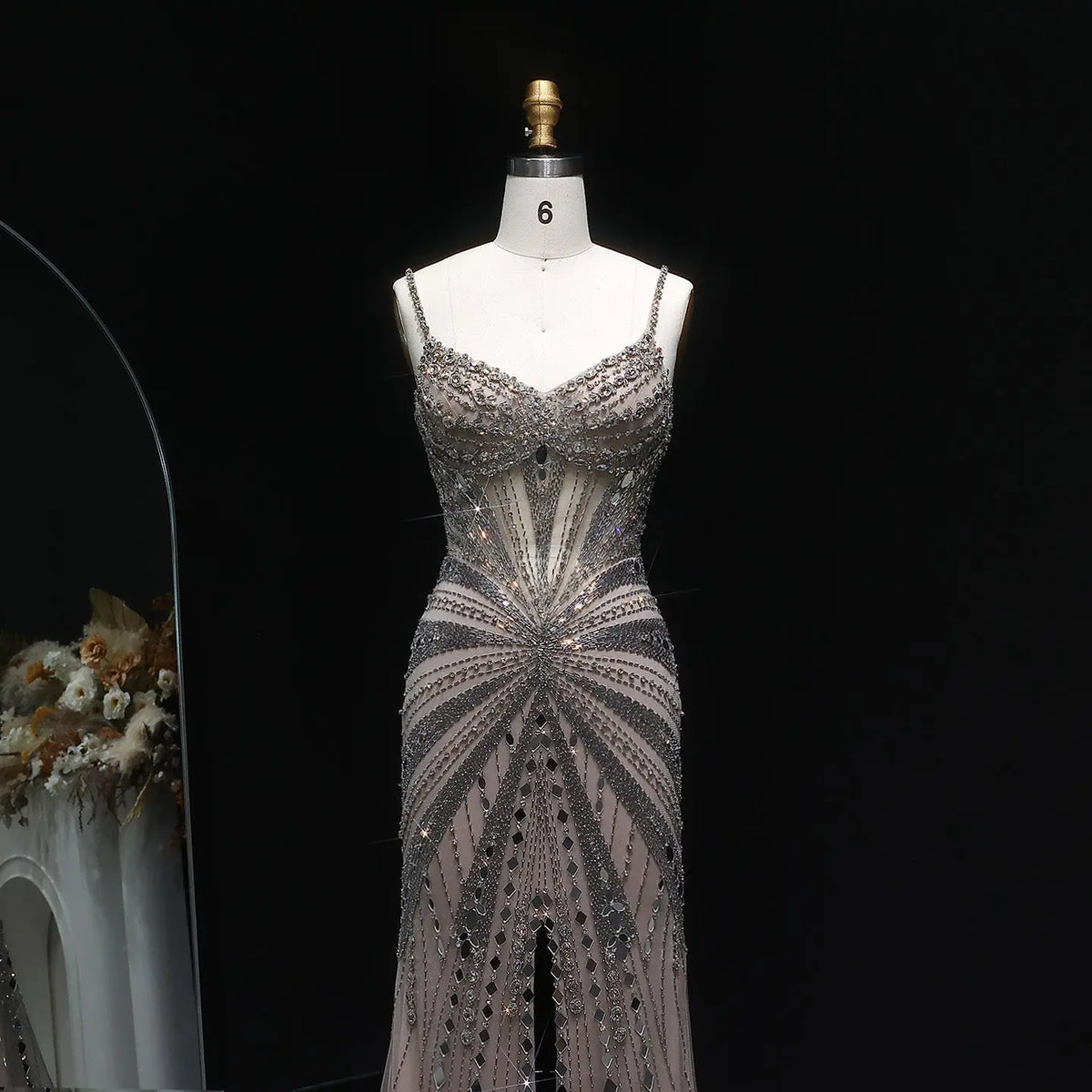 Luxury Beaded Mermaid with Spaghetti Strap Evening Dress SS020 