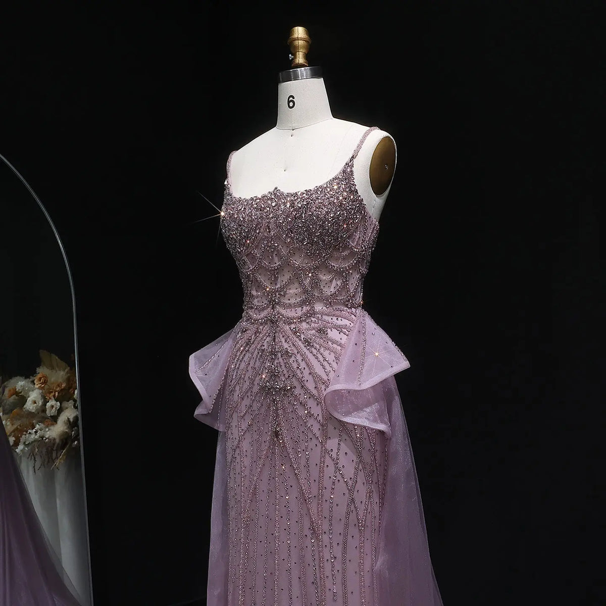 Luxury Champagne Mermaid Evening Dress with Overskirt SS026 