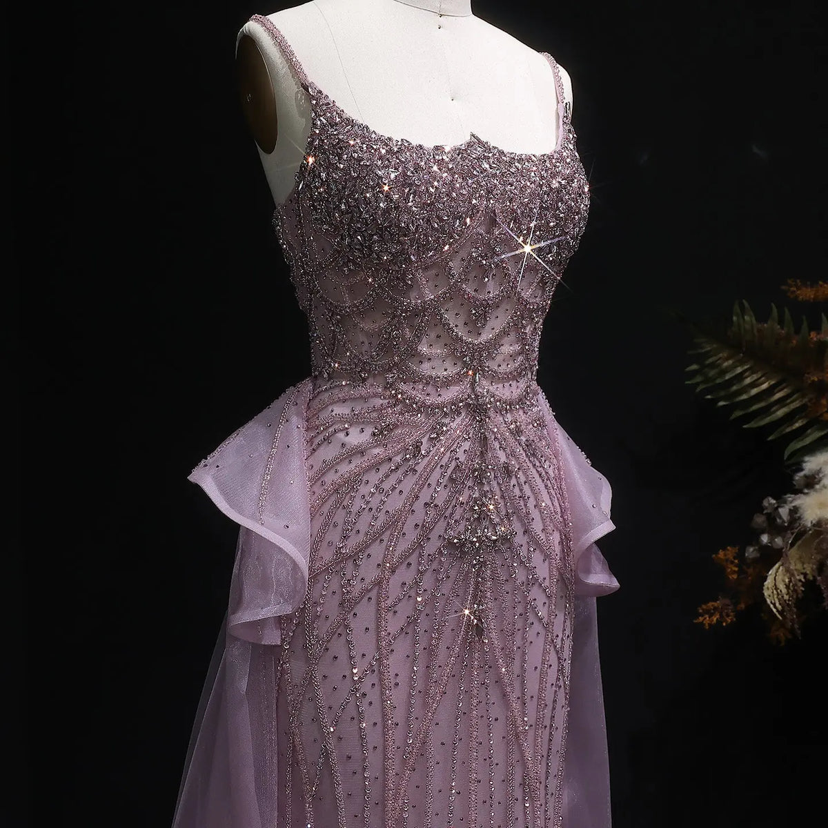 Luxury Champagne Mermaid Evening Dress with Overskirt SS026 