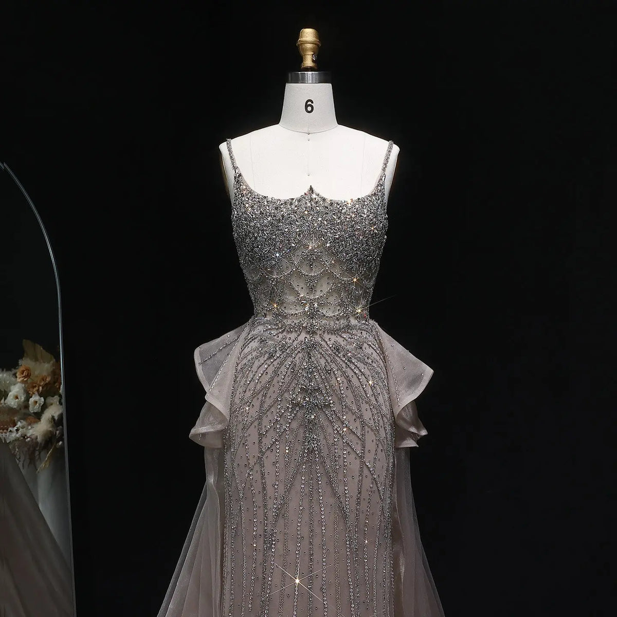 Luxury Champagne Mermaid Evening Dress with Overskirt SS026 