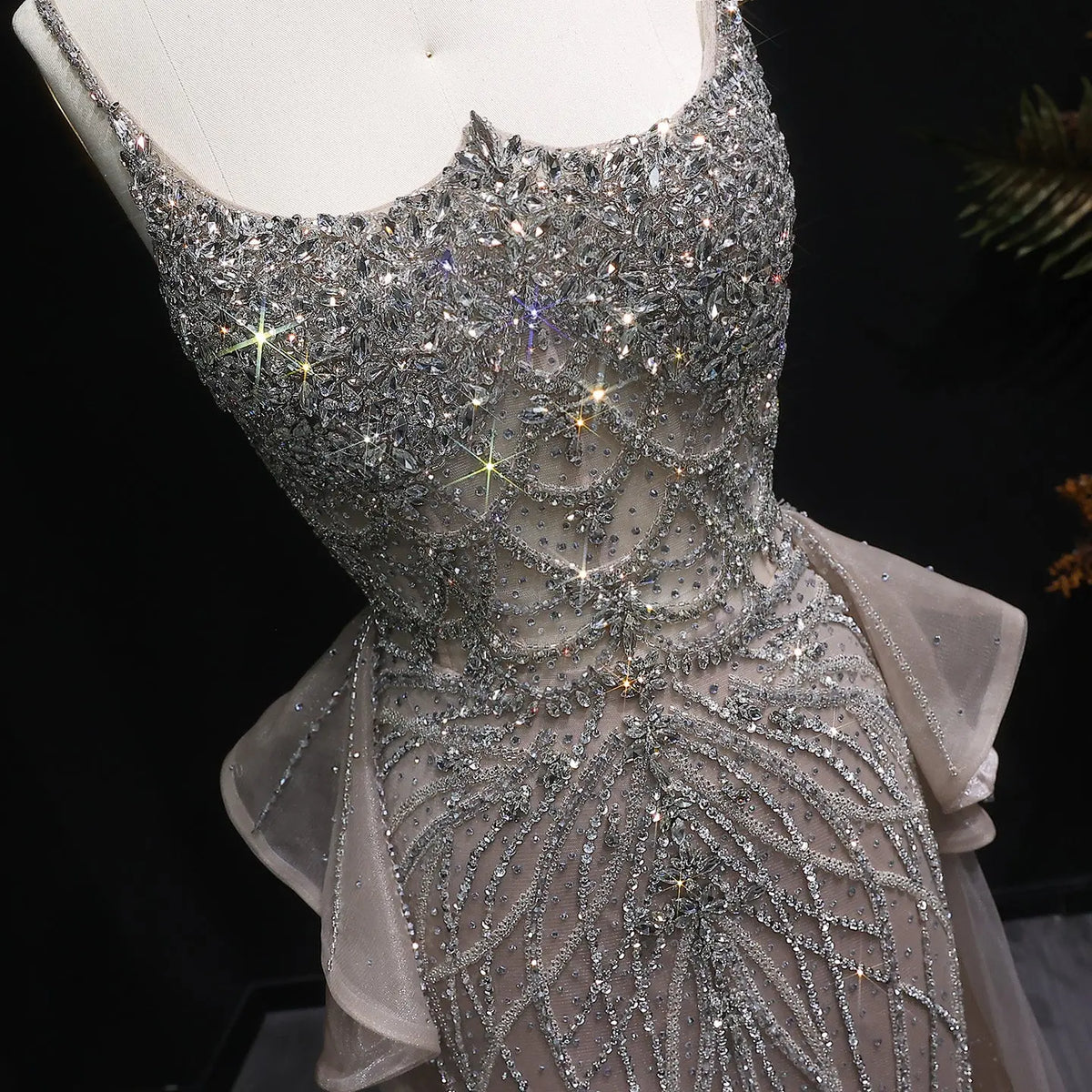 Luxury Champagne Mermaid Evening Dress with Overskirt SS026 