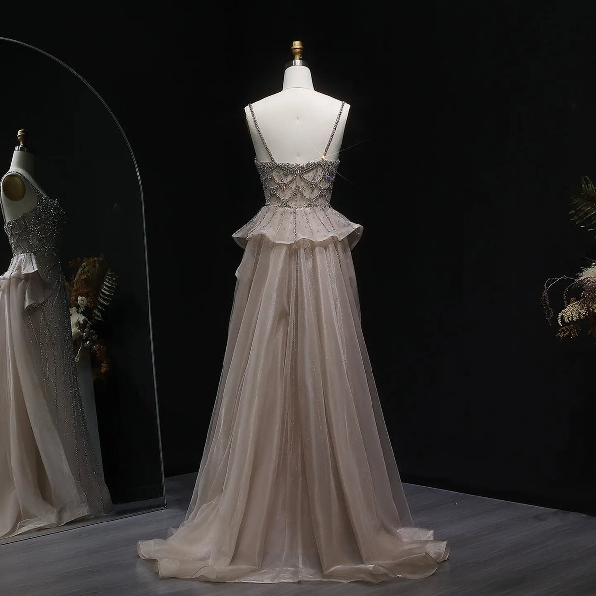 Luxury Champagne Mermaid Evening Dress with Overskirt SS026 